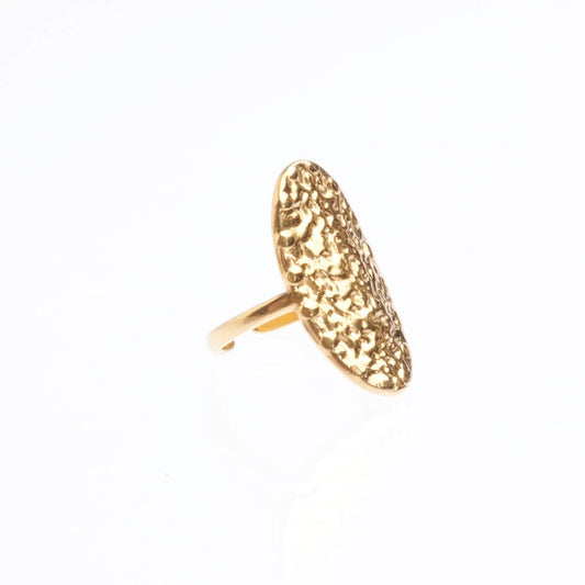 Agena--Bague  ajustable en acier inoxydable  dorée