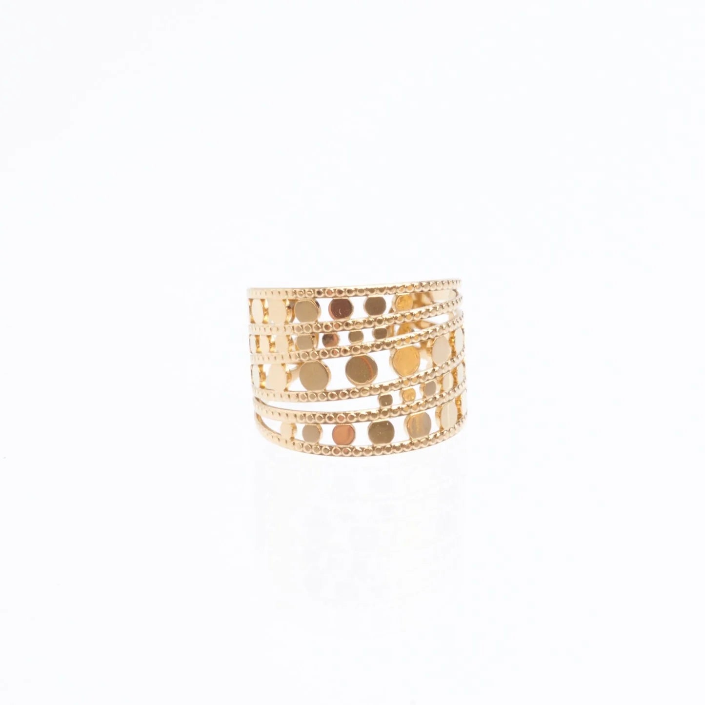 Lucie--Bague  ajustable en acier inoxydable  dorée